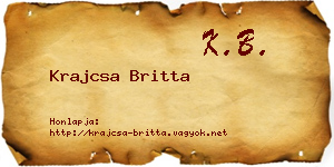 Krajcsa Britta névjegykártya
